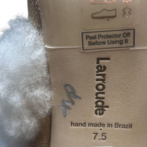 🧧SOLD🧧Larroudé Cindy Hi Faux Fur Boot Knee High Brown Size 7.5 Suede Leather - Picture 11 of 14